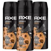 Axe Men Deodorant Leather & Cookies 150 ml - 3 Adet - 1