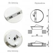 Çalışma Masası için Masa Üstü Usb Şarj Cihazı Beyaz Adaptör Dahil - 2