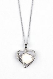 Kristal Kuvars Doğal Taş Kalp Model Kolye thumbnail 1