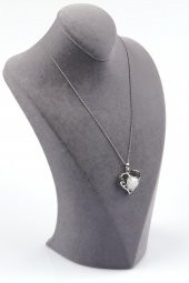 Kristal Kuvars Doğal Taş Kalp Model Kolye thumbnail 2