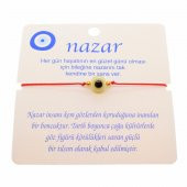 Altın Renk İp Karışık Göz Nazar İp Bileklik - 1808 - 2