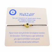 Altın Renk İp Karışık Göz Nazar İp Bileklik - 1808 - 4