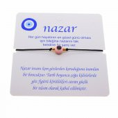 Altın Renk İp Karışık Göz Nazar İp Bileklik - 1808 - 9