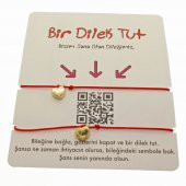 Altın Renk Kırmızı İp Kalp Arkadaş  Bilekliği - 1867 - 1