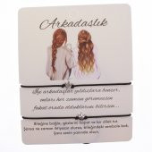 Gümüş Renk Siyah  İp Taç Arkadaş  Bilekliği - 1602 - 2