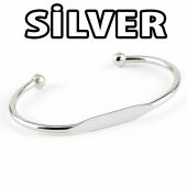 Gümüş  Renk Spotfy Baskısız Bileklik Kelepçe - 1071 - 1