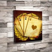 As- Kare - Sinek - İskambil Kağıtları - Poker - Oyun- Hobi -Tuval Dekoratif Kanvas Tablo 50x50cm - 1