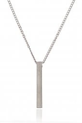 Gümüş Kaplamalı Çubuk Uzun Bar Dikdörtgen Kolye 70 Cm - 45 - 2