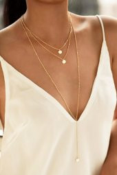 Kadın Stam Kolye Altın Kaplama - 57 - 1