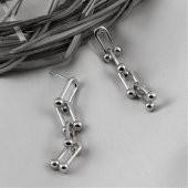 Şık Kadın Silver Kaplama Toplu Kalın Zincir Tiffany Blanca Küpe - 412 - 2