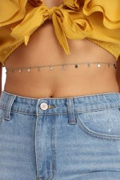 Kadın Made For Sun Pullu Bel Zinciri Vücut Takısı Silver - 393 - 3