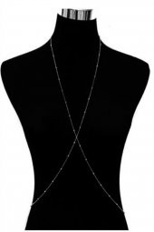 Kadın Mini Top Boncuklu Stylish Vücut Zinciri, Bel Zinciri, Vücut Aksesuarı - Gümüş - 330 - 3