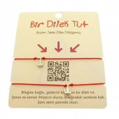 Gümüş Renk Kırmızı İp Kral Taçı Arkadaş  Bilekliği - 1864 - 1
