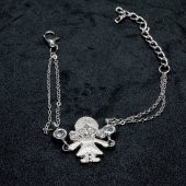 Gümüş Renk Kız Bebek Figürlü Çift Zincirli Bileklik 899 - 1