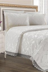 Çeyiz Diyarı Jakarlı Şönil Yatak Örtüsü Krem thumbnail 2