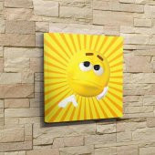 Emoji - Karamsar, Düşünceli İfade -Surat-Simge-Duygu-Durum İfadesi Dekoratif Kanvas Tablo -25x25cm - 1