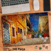 Asil Hobi -Bodrum sokakları - Retro - Evler -Çiçekler Yapboz - Ayak Destekli 240 Parça Puzzle - 1
