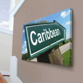 CARIBBEAN yol işareti - Tabela - Cadde - Sokak - Soyut - 70x100cm Dekoratif Kanvas Tablo - 1