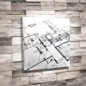 Proje Çizim - Mimari - İnşaat - Yapı - Mühendis - Planlama -Tuval Dekoratif Kanvas Tablo 50x50cm - 1