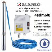 Alarko 4SDM6/8 Dalgıç Pompa Set Halinde - 25 mt Kablolu - Panolu - Monofaze (220V) - 1