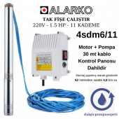 Alarko 4SDM6/11 Dalgıç Pompa Set Halinde - 30 mt Kablolu - Panolu - Monofaze (220V) - 1