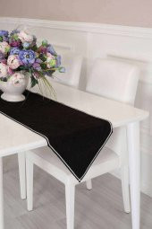Gümüş Şeritli Runner 90x30 Siyah - 1