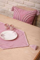 90X30 Püsküllü Runner Pembe - 1