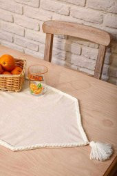 90X30 Püsküllü Runner Ekru - 1