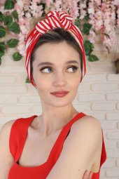 Bandana Saç Bandı Kırmızı Çizgili - 5