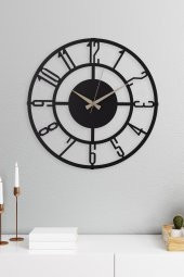 Latin Rakamlı Siyah Metal Duvar Saati 40cm Salon saat Ev saat - 1