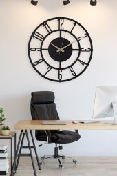 Latin Rakamlı Siyah Metal Duvar Saati 40cm Salon saat Ev saat - 4