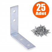 Mobilya Dolap Köşe Bağlantı  L Demir Gönye 55x55x15 mm (25 ADET) - 1