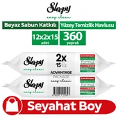 Sleepy Easy Clean Yüzey Temizlik Havlusu&Mendili Seyahat Boy 12x2x15 (360 Yaprak) - 1