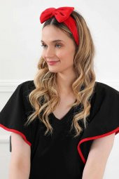 Fiyonklu Saç Bandı , Bandana,Kırmızı,SB-10 - 1