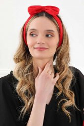 Fiyonklu Saç Bandı , Bandana,Kırmızı,SB-10 - 4