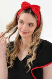 Fiyonklu Saç Bandı , Bandana,Kırmızı,SB-10 - 5