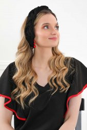 Örgülü Saç Bandı ,Bandana,Siyah,SB-11 - 2