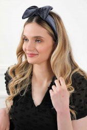 Dev Fiyonklu Kadife Saç Bandı , Bandana,Antrasit,SB-6 - 3