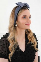 Dev Fiyonklu Kadife Saç Bandı , Bandana,Antrasit,SB-6 - 5