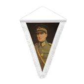 Askeri Üniformalı Mustafa Kemal Atatürk - Saten Hatıra Üçgen Flama Bayrak - 1