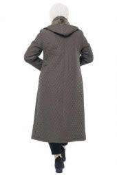 Kapüşonlu Kapitone Tesettür Mont  Haki thumbnail 4