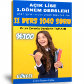 Açık Lise 1. Dönem Tüm Dersler Çıkmış Sorular (1040 Soru) - 1