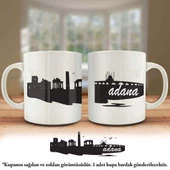 Çift Yön Renkli Baskılı Adana Silüeti - Şehir Kupa Bardak - 1