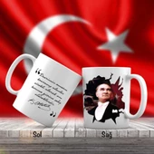 Mustafa Kemal Atatürk Ayyıldız -Türk Bayrağı - Atatürk'ün Sözleri -Kupa Bardak - 1