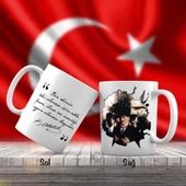 Sivil Mustafa Kemal Atatürk Dua Ederken - Atatürk'ün Sözleri -Kupa Bardak - 1