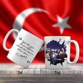 Mustafa Kemal Atatürk'ün renkli Fotoğrafı - Atatürk'ün Sözleri -Kupa Bardak - 1