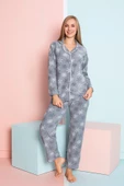 Nisanca Kadın Kışlık Welsoft Peluş Polar  Düğmeli Pijama Takımı - 6