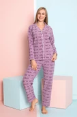 Nisanca Kadın Kışlık Welsoft Peluş Polar  Düğmeli Pijama Takımı - 9