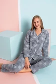 Nisanca Kadın Kışlık Welsoft Peluş Polar  Düğmeli Pijama Takımı - 5
