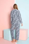 Nisanca Kadın Kışlık Welsoft Peluş Polar  Düğmeli Pijama Takımı - 7
